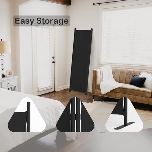 GOJOOASIS Room Dividers Folding Privacy Screens Wall Divider Screen Panels Room Screen Divider Indoor Portable Partition (Black, 4-Panel) - Thumbnail 3