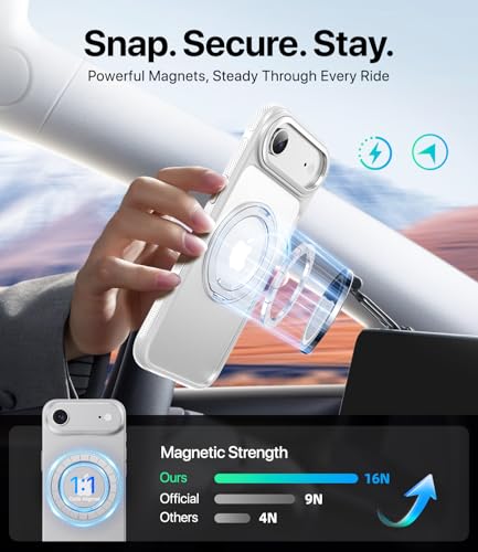 Image of for iPhone Air Case, Compatible with MagSafe, Slim Shockproof Military-Grade Rugged Protective Case with Stand, Camera Control, Comfort Grip (B-White, iPhone Air)