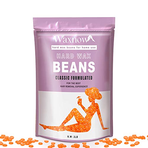 2lb Hard Wax Beads, WAXNOW All-Purpose Hair Removal Wax Beans for Full Body Use, Golden Glitter Added, Best for Legs, Chest, Brazilian Bikini, Underarm, Face, Larger Refill for Wax Warmer Kit