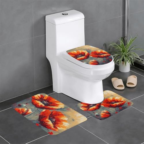 Housse d'abattant et tapis de toilette pour sol de douche sec