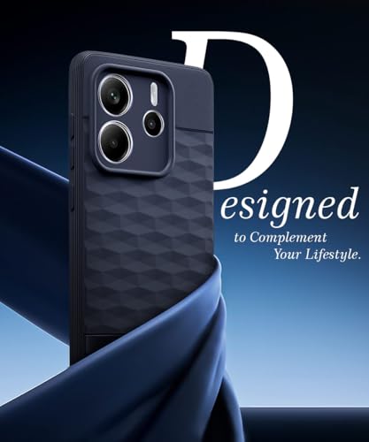 Image of WOW IMAGINE Back Cover for Redmi Note 14 SE 5G | Redmi Note 14 5G with Hexa Cube Design | Ultra Slim Soft | Inner Velvet Fabric | Matte Silicone Flexible Mobile Case | Camera Protection - Blue