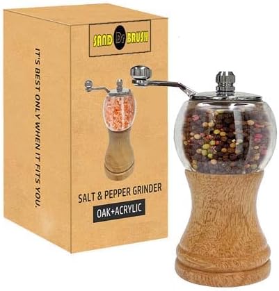 1-piece classic hand shake pepper mill gorgeous salt set, EP material acrylic, ceramic blades with adjustable coarse mill, enjoy your best freshly