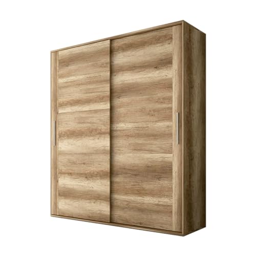 amuéblate online - Armario 2 Puertas Correderas con Altillo Florida para Dormitorios de Matrimonio o Individuales, Color Cañón, Medidas: 180 cm (Ancho) x 208 cm (Alto) x 55 cm (Fondo)