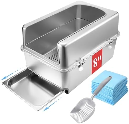 Sorstrem 8" Sifting Pull-Out Litter Box with Lid for Pine Pellets