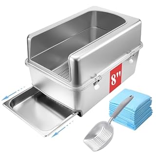 Sorstrem 8" Sifting Pull-Out Cat Litter Box with Lid for Pine Pellets