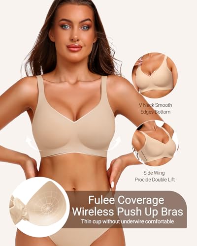 Image of Gailife Smooth Wireless Jelly Bras for Women No Underwire Seamless Push Up Bra Full Coverage Soft Suppor Tshirt Bralettes