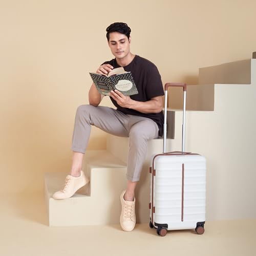 Image of Assembly Cabin Suitcase with8 Spinner Wheels & TSA Lock, Polycarbonate Hard Shell Carry On Luggage for Weekend Getaways, White, 20-Inch
