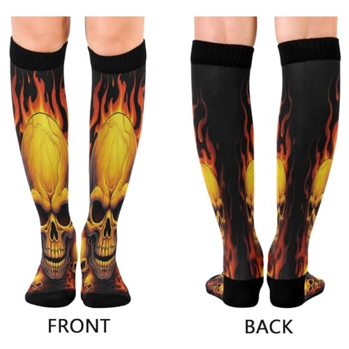 Flame Skeleton 1Pairs Compression Socks of Men & Women,Knee-High Sports Socks for Women & Men Winter Hiking Soccer Running Cycling Nurses Travel2