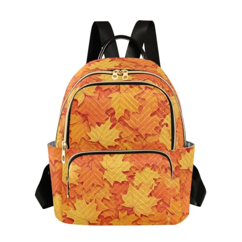 Sac à dos matelassé femme orange avec plusieurs poches fonctionnelles