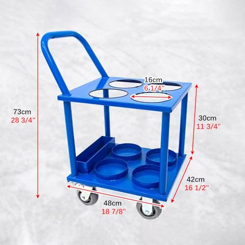 Chariot à 4 roues avec support pour bouteille d'oxygène compact 4 emplacements