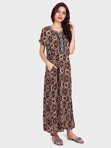 Image of Evolove Women's Viscose Liva Long Maxi Night Gown Nighty Dress with Pocket, Super Soft Comfortable (LNG-Rayon)