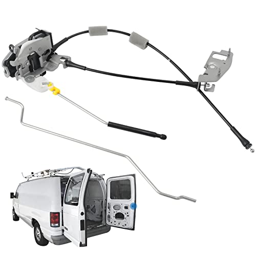 Rear Door Latch Cable &amp; Rod Kit- Right Passenger Side 6C2Z-15431A02-AA for 1992-2019 Ford E-150 E-250 E-350 Econoline Van, RH Back Cargo Door Latch Kit Assembly Replaces# 8C2Z-15431A02-C