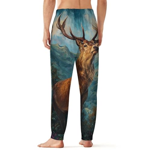 Deers Stands in Wilderness Men's Pajama Pants Lounge Pant Sleepwear PJ Bottoms2