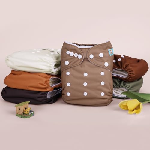 Image of ALVABABY Baby Cloth Diaper 6 Pack with 12 Inserts One Size Cloth Diaper Covers Adjustable Washable Reusable for Baby Girls and Boys