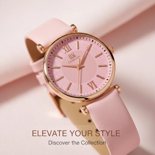 Image of IIK COLLECTION Watches for Women Round Dial |Analogue Quartz Movemnet Ladies Watch|Long Battery Life|Leather Bracelet Strap|Buckle Lock Clasp Safety Watches for Girls
