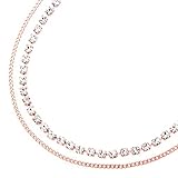 [ジュエリーショップエム] アンクレット 2連 ラインストーン 喜平チェーン シンプル 金属アレルギー対応 レディース 日本製 a9031 ピンクゴールド