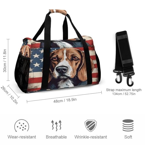 Beagle Dog American Flag Personal Item Bag Travel Duffel Bag Sports Tote Gym Bag Luggage Duffle for Women Men2