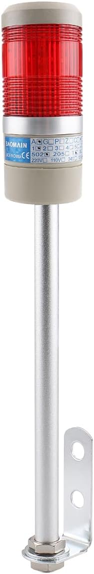 Baomain Industrial LED Tower Signal Light Safety Stack Continuous Lamp Red Bulb DC24V LTA-502T