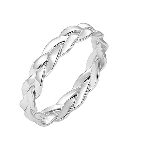 MuYiYi11 Vintage Winding Twist Ring Ladies Simple Ribbon Ring Finger Jewelry Chain Ring Party Gifts Silver 8