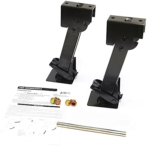 Red Hound Auto 2 Telescoping Folding Trailer Stabilizer Jacks Swing Down 1000 Lbs Support Capacity Each for RV Trailer Camper Includes Handle and Mounting Screws Cover