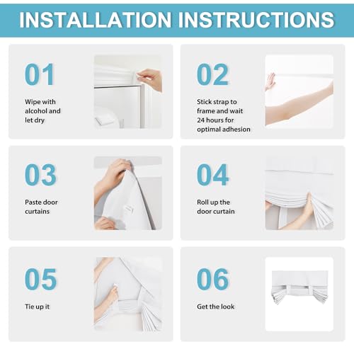 Image of RYB HOME Blackout French Door Curtain - Privacy Thermal Insulated Window Shades for Patio Kitchen Front Entry Back Door Glass Window, Self Adhesive No Drill, 1 Panel, 26 inch W x 69 inch L, Pure White