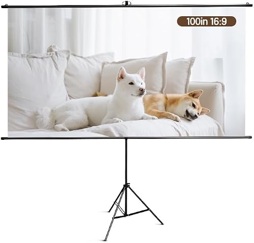 Deli 100-Inch Projector Screen with Tripod Stand – Portable, Foldable, Easy Setup