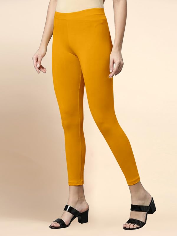 Image of TRENDMALLS Women's Microfiber Elastane Stretch Soft Cropped Leggings with Ultrasoft Waistband for Women