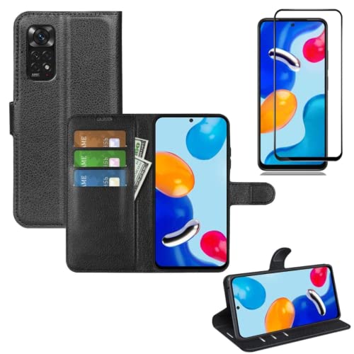 Kit Capinha Capa Carteira e Película De Vidro 3D 5D 9D Compatível Para Xiaomi Redmi Note 11 e Note 1