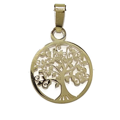 Never Say Never Pendentif plat en or jaune en forme d’arbre de la vie Ø2 cm -