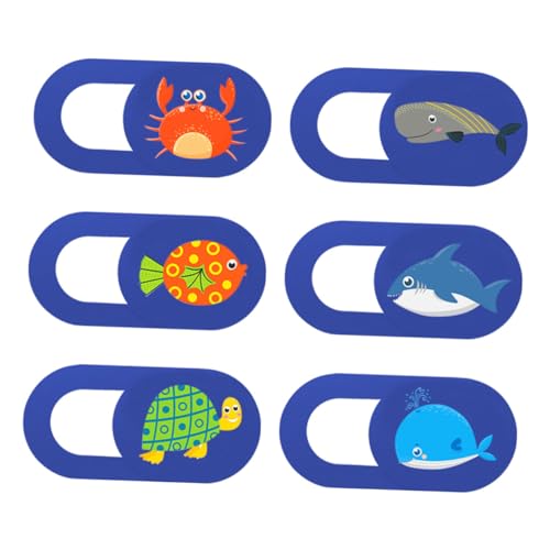 Custodia Protettiva per Tablet E Laptop - 6 Pezzi con Motivo di Animali Marini Adesiva per Webcam Materiale ABS Proteggi La Tua Privacy
