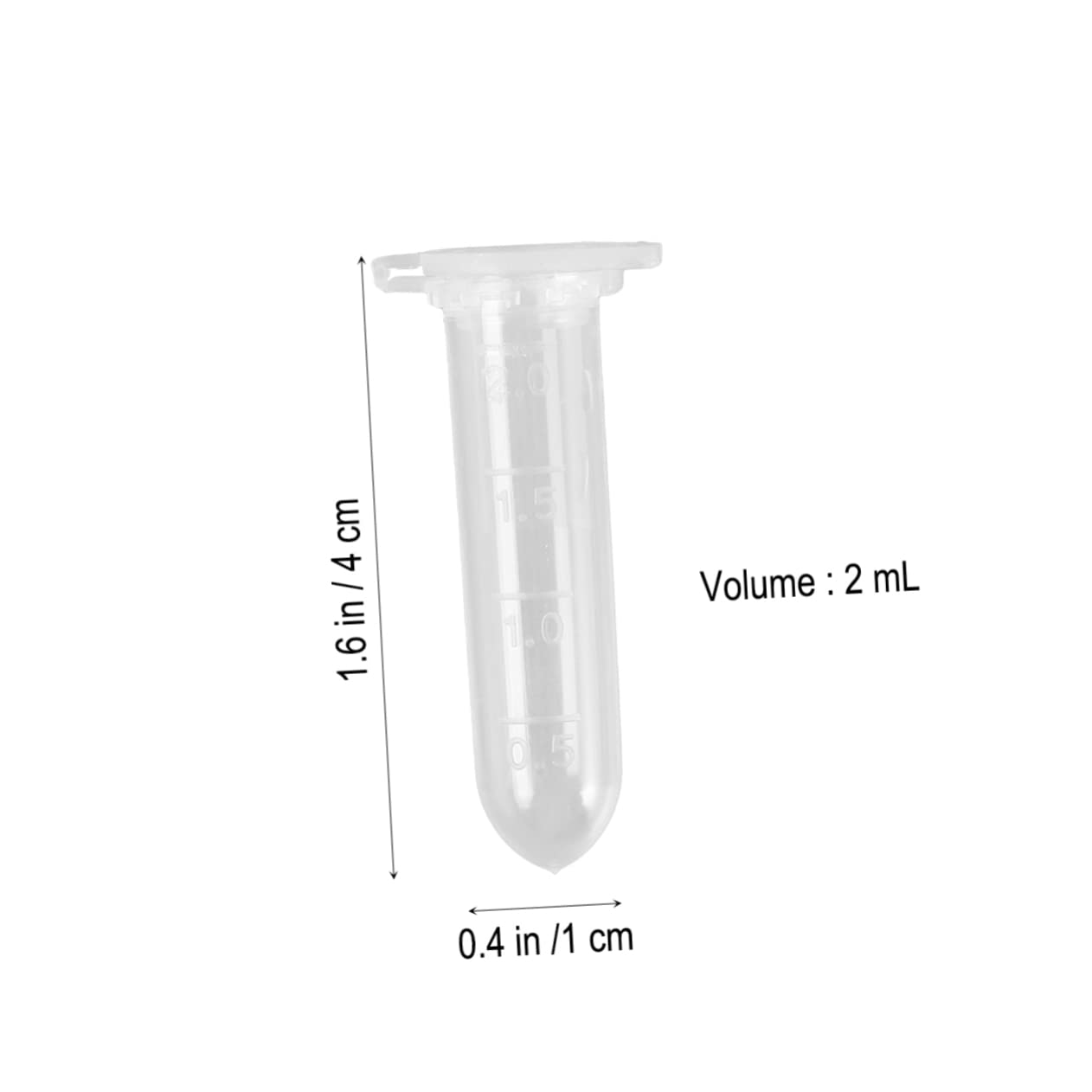 Ciieeo Tubo de Centrífuga 2ml con Tapa Ajustada y Escala Precisa, Base Redonda, Plástico white, 1000 Piezas para Uso en Laboratorio
