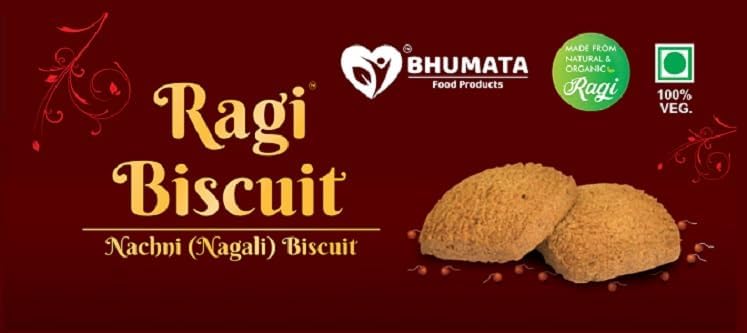 BHUMATA FOOD PRODUCTS Ragi Biscuits/Cookies (4x100Gm)| Rich in Fibre, Protein & Iron | 100% Natural Sweetness Of Ragi Biscuits- Dark Brown (Pack of 4)