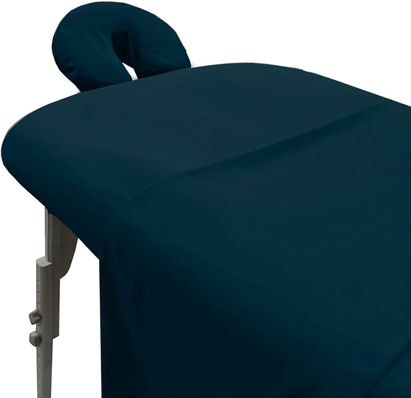 LONDON LINENS Jogo de lençóis para maca de massagem em microfibra, 3 peças, Azul-marinho