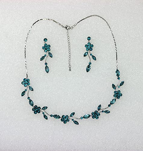 Image of Faship Gorgeous Rhinestone Crystal Floral Necklace Earrings Set