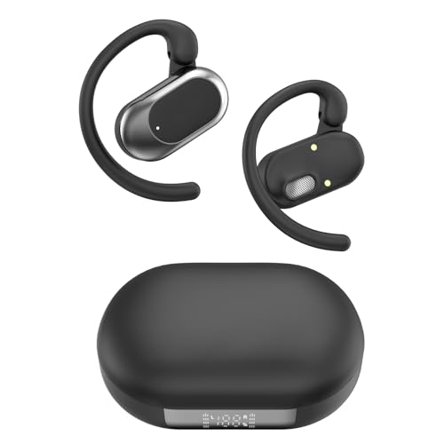 STECEi Open Ear Headphones withEar Hooks, Air Conduction Earbuds with Mic, Sports Earphones, Black