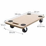 SCHEPERS Rollbrett Transportrolle Möbelroller Roller Transporter 200kg | 58 x 30 x 12 cm | MDF Braun