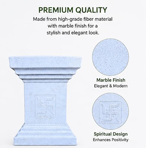 Image of Synergy Plast Tulsi Plant Pot for Indoor Outdoor Use (Marble White) | Marble Finish Fiber Planter with Drainage Hole | Decorative Tulsi Gamla for Home Balcony Garden Terrace | Size:- 16X16X22 Inches
