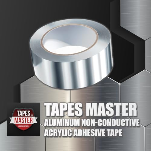 Image of Tapes Master Aluminum Foil Adhesive Tape, 3 Inch x 55 Yards, Silver, Non-Conductive Acrylic Adhesive