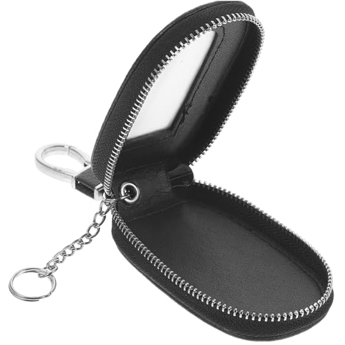 ifundom Funda para Llaves de Coche de Piel Negra con Ventana Bolsa Pequeña Portátil y Protectora para Llavero y Control Remoto Diseño Ligero y Versátil para Uso Diario