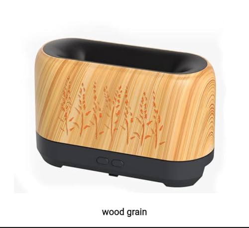 Image of Essential Oil Diffuser, Desktop Flame Humidifier, Low Noise 200ml USB Charging Wood Grain Aromatherapy Premium Humidifier Realistic Flame Effect, Night Light, Yoga, and Gym
