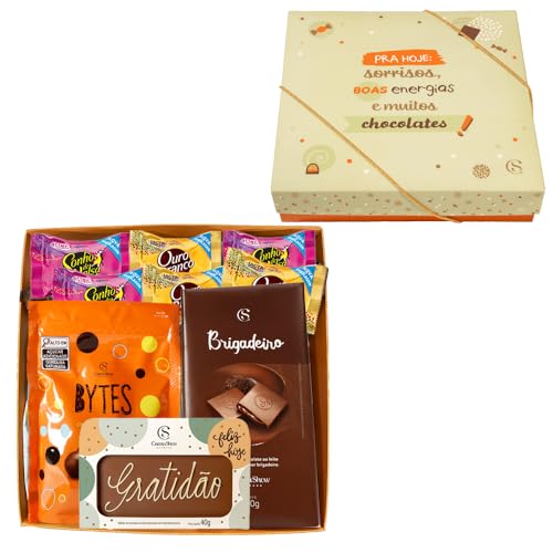 Caixa Elástico Com Chocolates Kit Para Presente Cacau Show (Chocoarte Gratidão, Único)