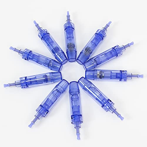 Image of Derma Pen Needles Cartridge 12 Pin | 36 Pin | Nano Needle Cartridge Tip For A1 & A6 Derma Pen Electric Auto Micro Stamp Derma Anti-Aging Pack of 10 (Blue, A1 Round)