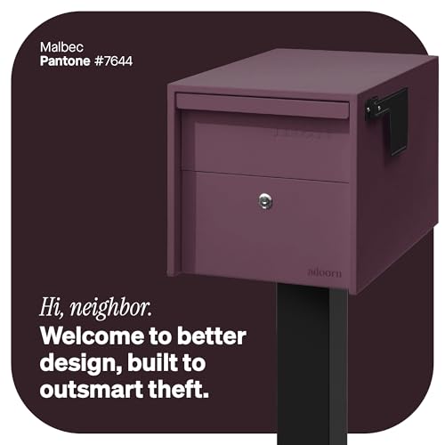 Image of Adoorn Lockable Post Mount Mailboxes for Outside - Small Anti-Theft Locking Mailbox for Packages and Letters - Weatherproof Construction - Durable Steel - 12 inch H x 12 inch W x 18.5 inch D - Malbec