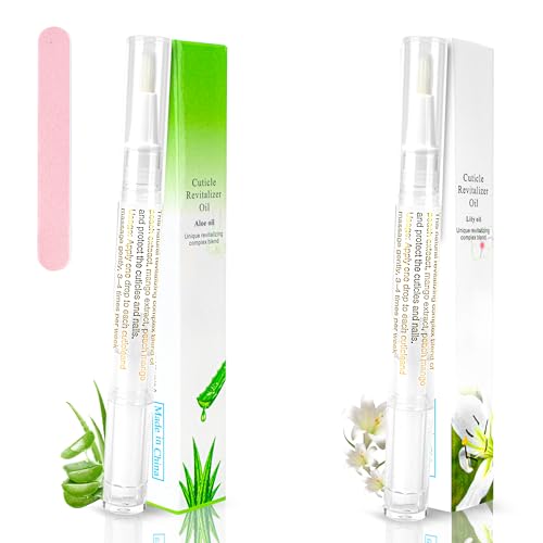2PCS Cuticle Oil Pen for Nails,Nail Oil Pen for Nail Care,Cuticle Oil for Nails with Nail File,Nail Oil Cuticle Prevent Dry Cracking and Hangnails,Deep Nourishment(Lily & Aloe Flavor)