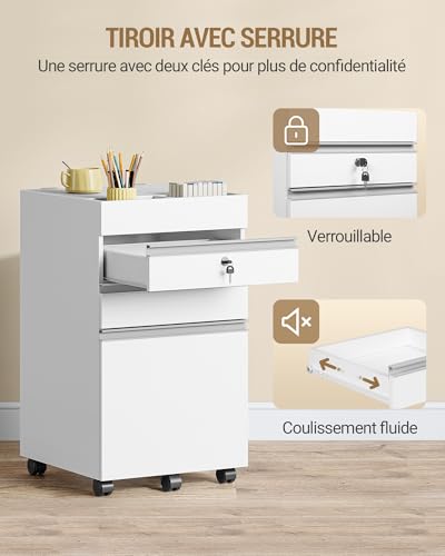 Rangement A4 Lettre pour Bureaux avec Caisson Verrouillable
