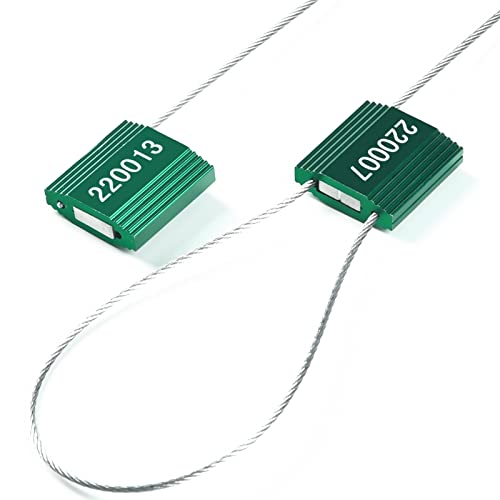 LeadSeals 50 Green High Security Cable Seals Pull Tight Numbered Steel Security Seals Metal Container Seals Anti-Tamper Shipping Self-Locking Tags for Logisitics ISO 17712 Certificated