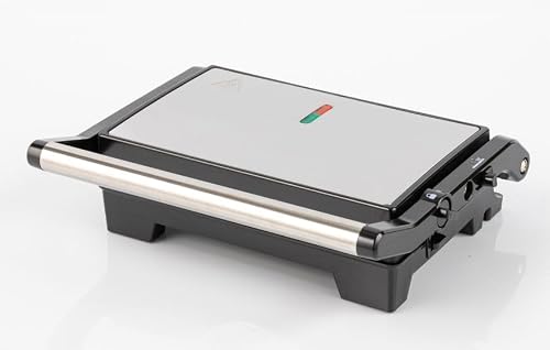 Vivicreate 5 in 1 Panini Press & Indoor Electric Grill, Stainless Steel Sandwich Maker with Non Stick Plates, Contact Grill for Steak, Burger, Breakfast & Countertop Cooking (Stainless Steel)