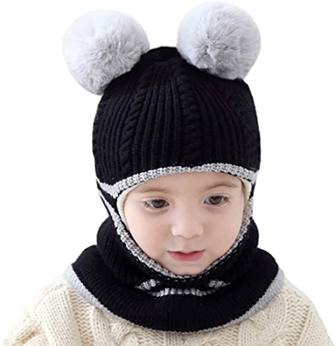 Toddler Winter Hat,Baby Winter Hat Scarf Set,Boys Girls Winter Hood Scarf Beanie Fleece Balaclava Earflap Skull Cap 2-5T3