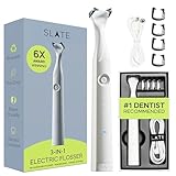 Slate Electric Flosser | 3-in-1 Dentist-Invented with Reusable Floss Heads, Gum Brushes & Tongue Scraper | More Effective Than String or Water Floss