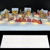 Christmas Snow Blanket with Lights, 1.3*5.25 Ft Fake Snow Blanket Roll for Xmas Village, 50 pcs Led Lights Artificial Snow Table Runner Faux Snow Sheet for Winter Village Display Craft (Warm Light)